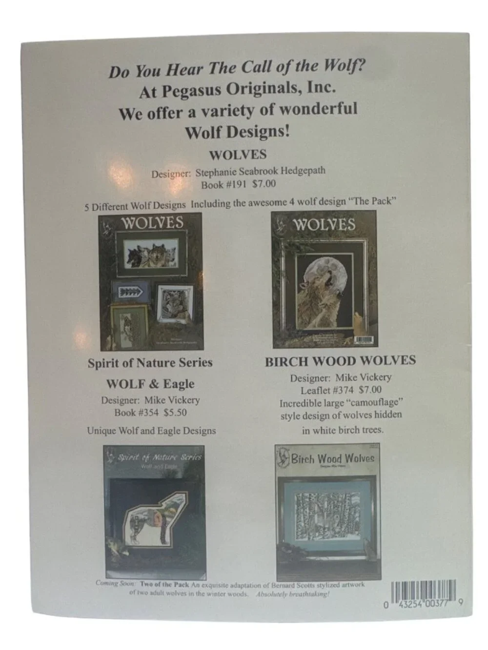 Wolf Serenade Cross Stitch Leaflet Stephanie Seabrook Hedgepath Pegasus Designs